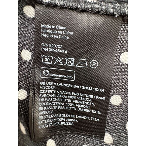 H&M NWT Black Polka Dot Ruffle Wrap Blouse Size 10 Belted Career Office Pinup - Picture 8 of 10